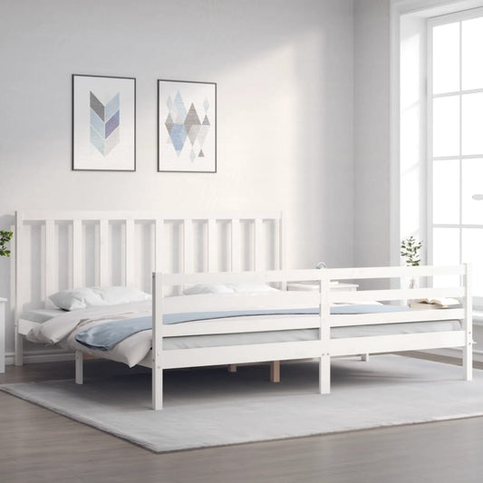 Bed Frame without Mattress White Super King Size Solid Wood Pine