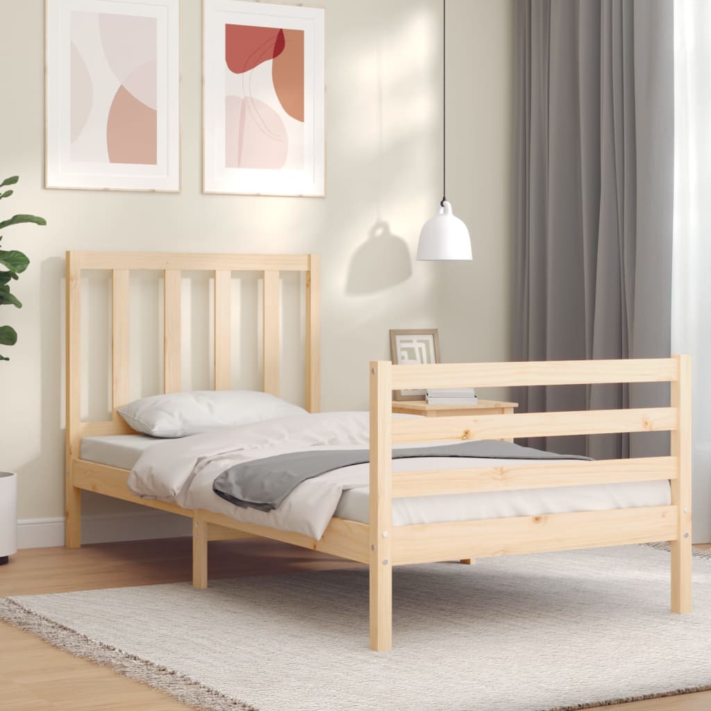 Bed Frame without Mattress Single Solid Wood Pine