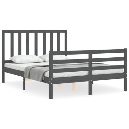 Bed Frame without Mattress Grey 140x190 cm Solid Wood Pine