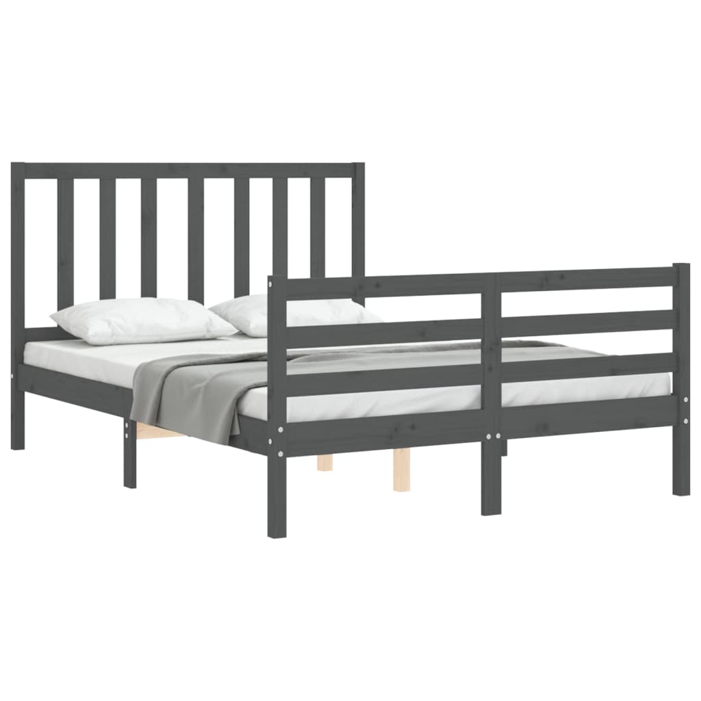 Bed Frame without Mattress Grey 140x190 cm Solid Wood Pine