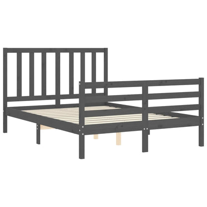 Bed Frame without Mattress Grey 140x190 cm Solid Wood Pine