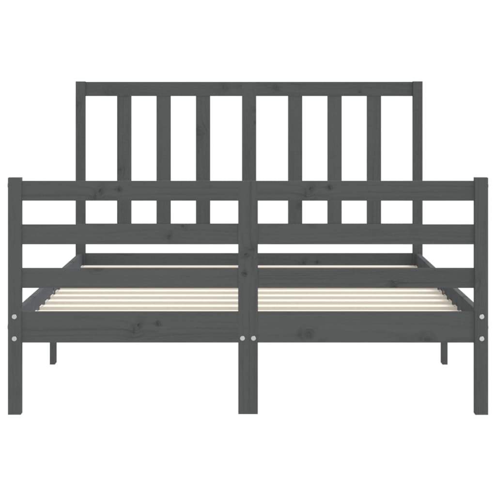 Bed Frame without Mattress Grey 140x190 cm Solid Wood Pine