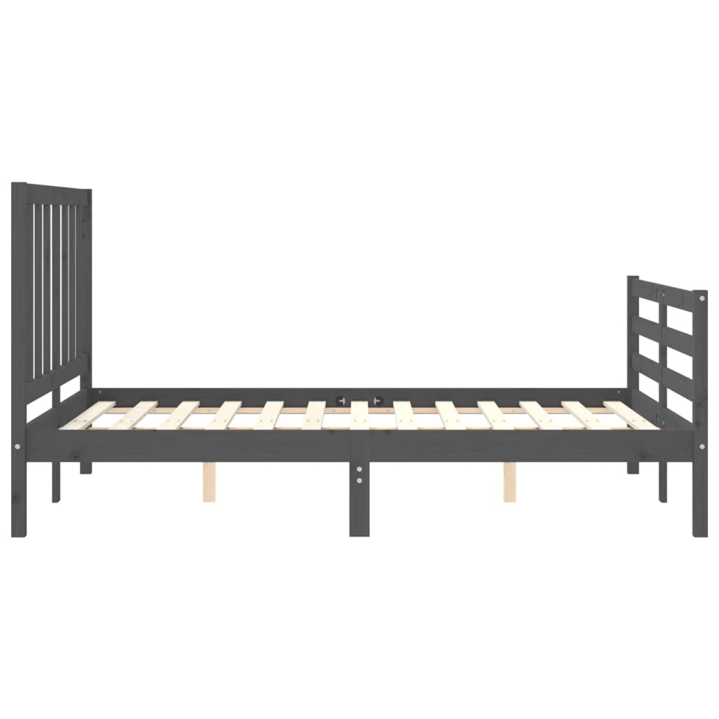 Bed Frame without Mattress Grey 140x190 cm Solid Wood Pine