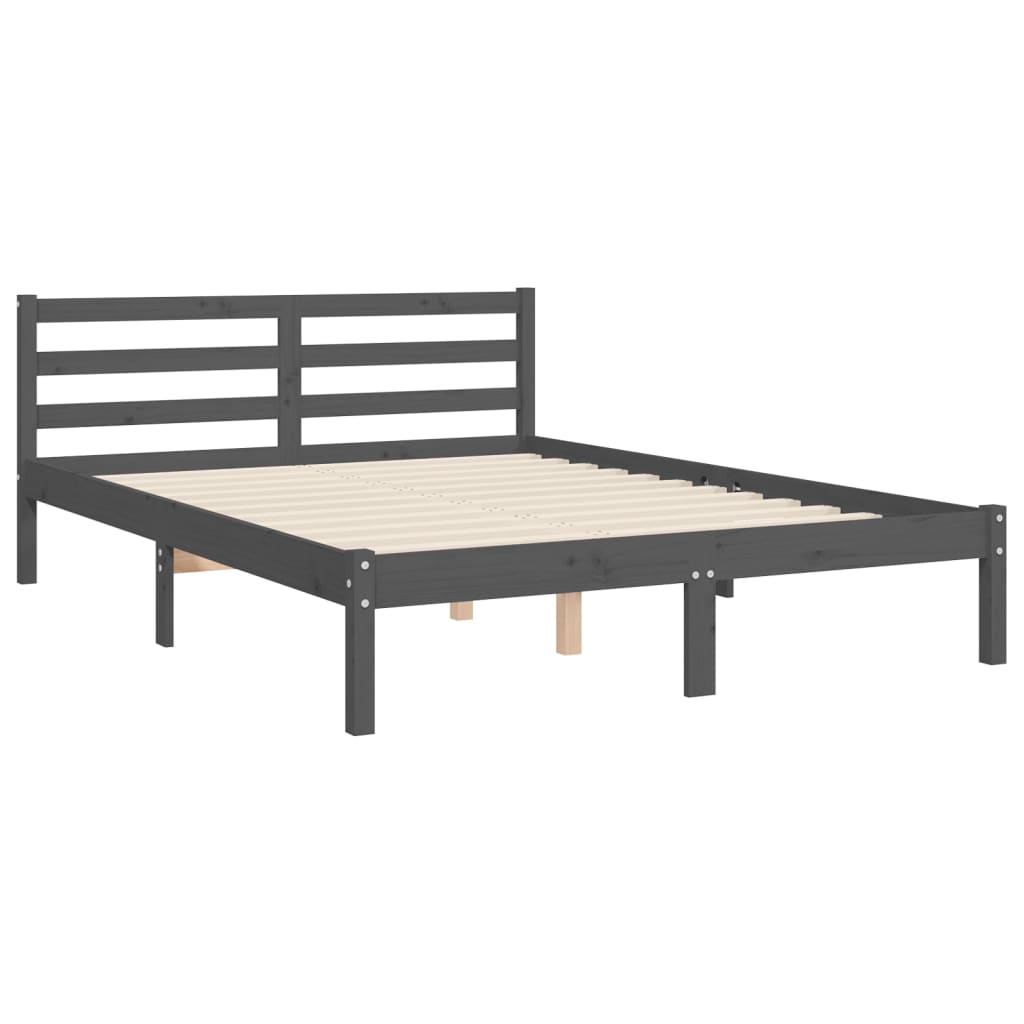 Bed Frame without Mattress Grey 140x190 cm Solid Wood Pine