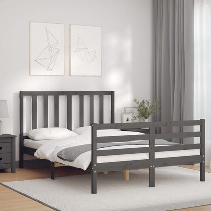 Bed Frame without Mattress Grey 140x190 cm Solid Wood Pine