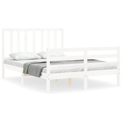 Bed Frame with Headboard White 140x200 cm Solid Wood