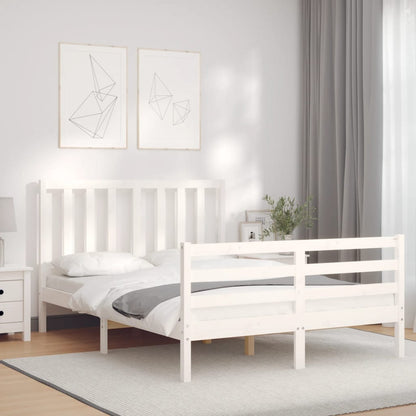 Bed Frame with Headboard White 140x200 cm Solid Wood