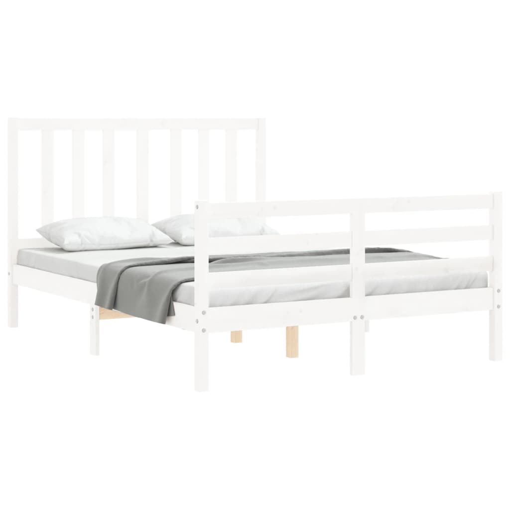 Bed Frame with Headboard White 140x200 cm Solid Wood