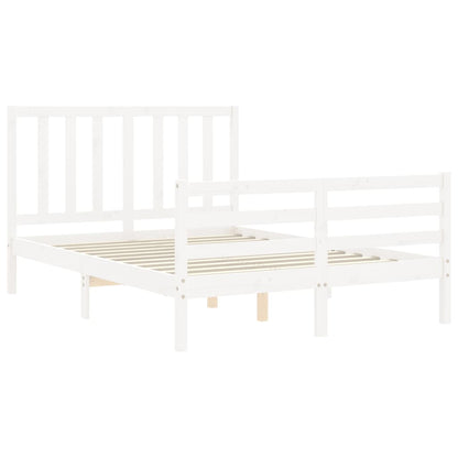 Bed Frame with Headboard White 140x200 cm Solid Wood