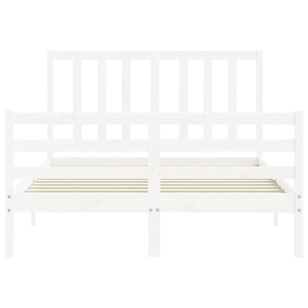 Bed Frame with Headboard White 140x200 cm Solid Wood