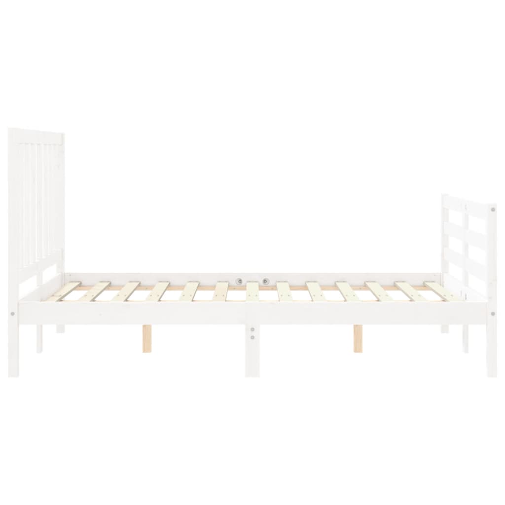 Bed Frame with Headboard White 140x200 cm Solid Wood