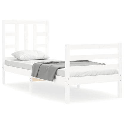 Bed Frame without Mattress White Small Single Solid Wood Pine