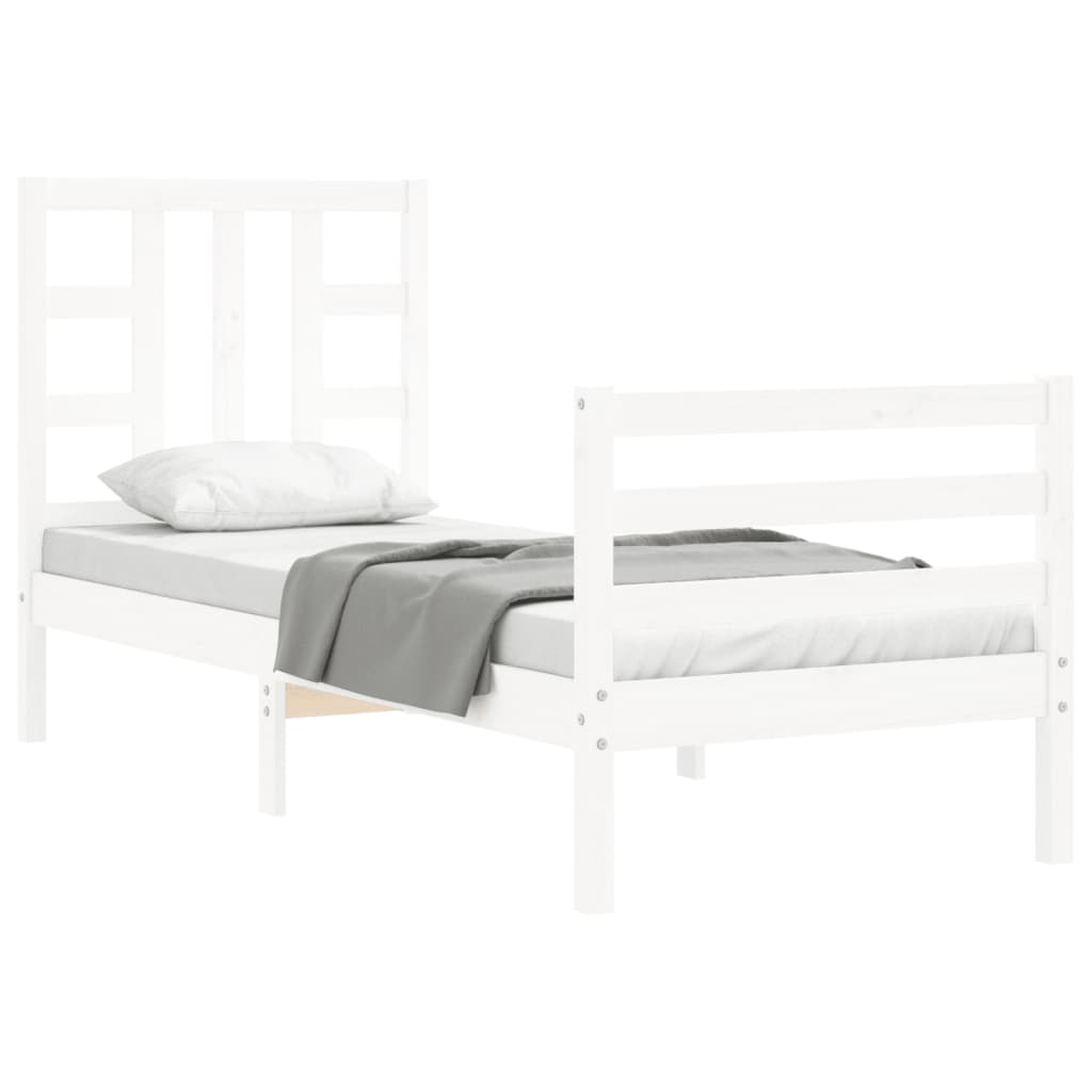 Bed Frame without Mattress White Small Single Solid Wood Pine