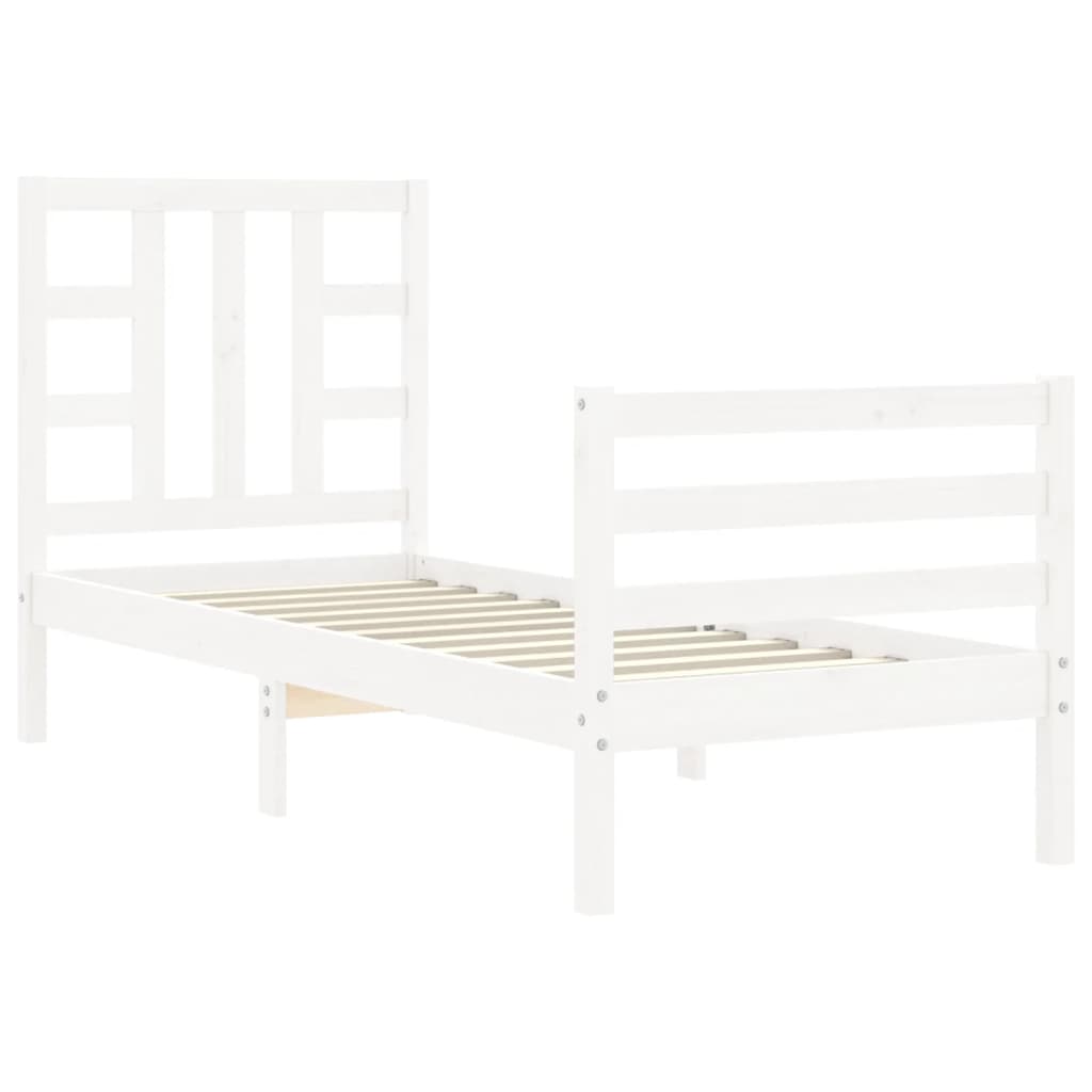 Bed Frame without Mattress White Small Single Solid Wood Pine