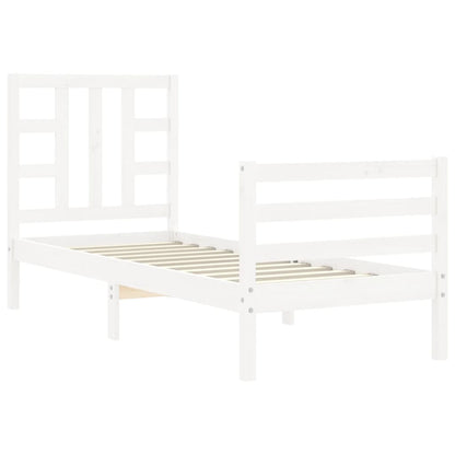 Bed Frame without Mattress White Small Single Solid Wood Pine