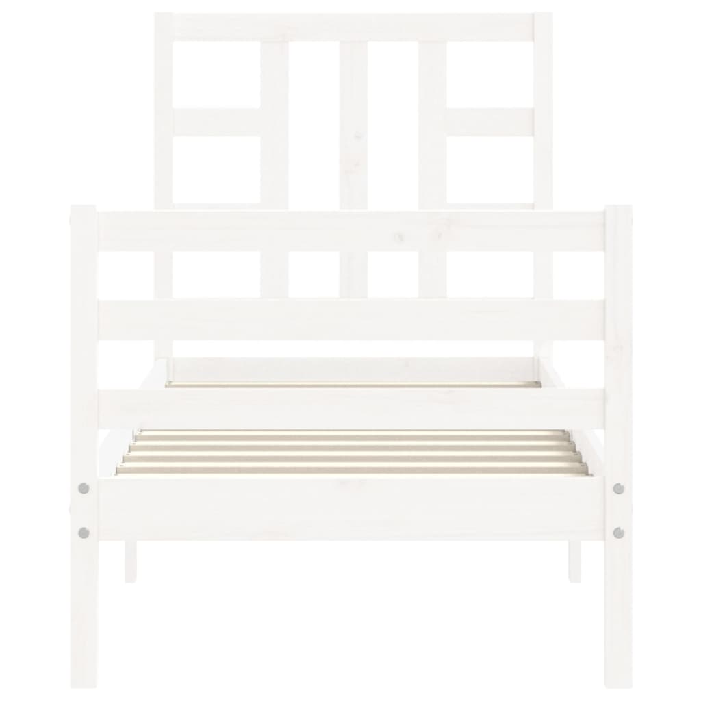 Bed Frame without Mattress White Small Single Solid Wood Pine