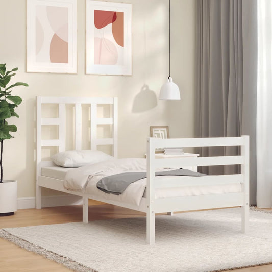 Bed Frame without Mattress White Small Single Solid Wood Pine