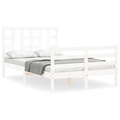 Bed Frame without Mattress White Small Double Solid Wood Pine