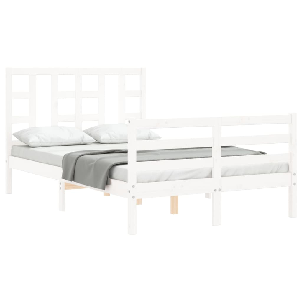 Bed Frame without Mattress White Small Double Solid Wood Pine