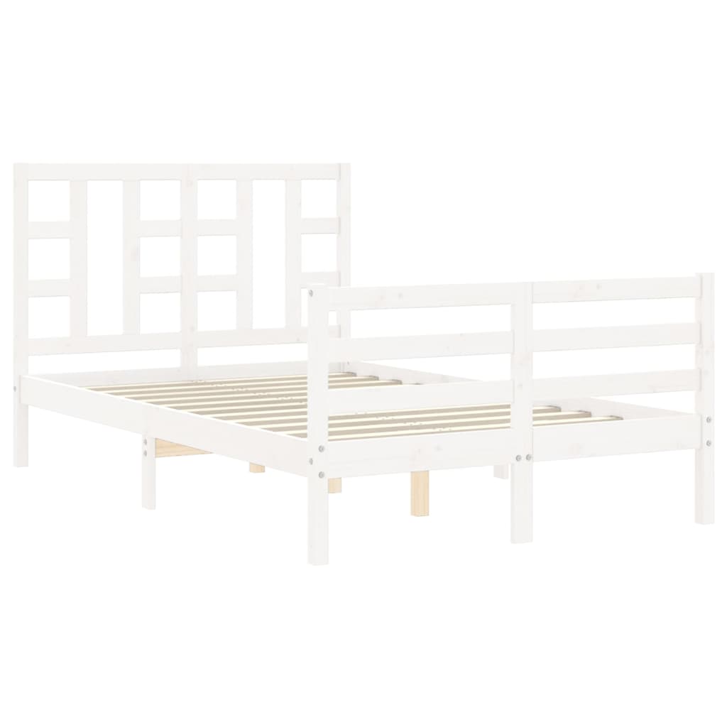 Bed Frame without Mattress White Small Double Solid Wood Pine