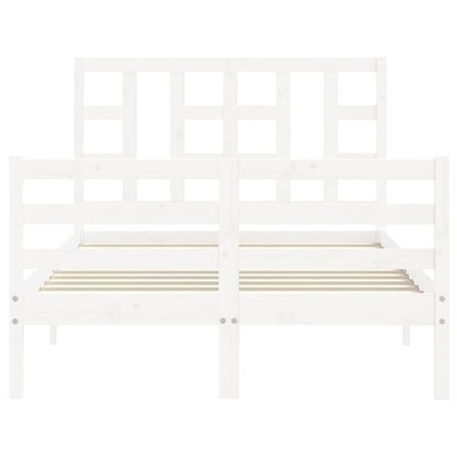 Bed Frame without Mattress White Small Double Solid Wood Pine