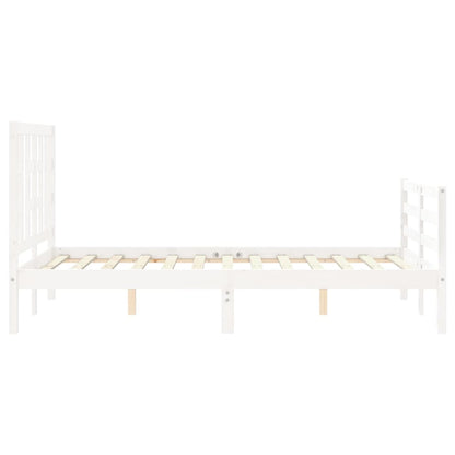 Bed Frame without Mattress White Small Double Solid Wood Pine