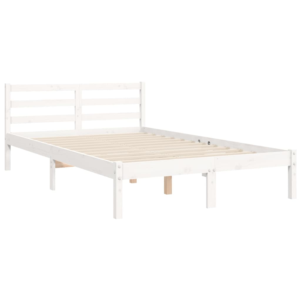 Bed Frame without Mattress White Small Double Solid Wood Pine