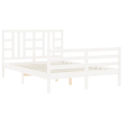 Bed Frame without Mattress White King Size Solid Wood