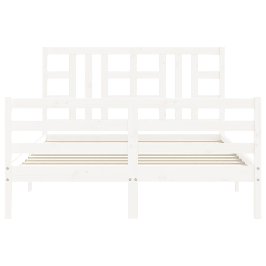 Bed Frame without Mattress White King Size Solid Wood