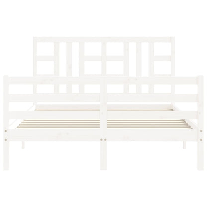 Bed Frame without Mattress White King Size Solid Wood