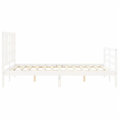 Bed Frame without Mattress White King Size Solid Wood