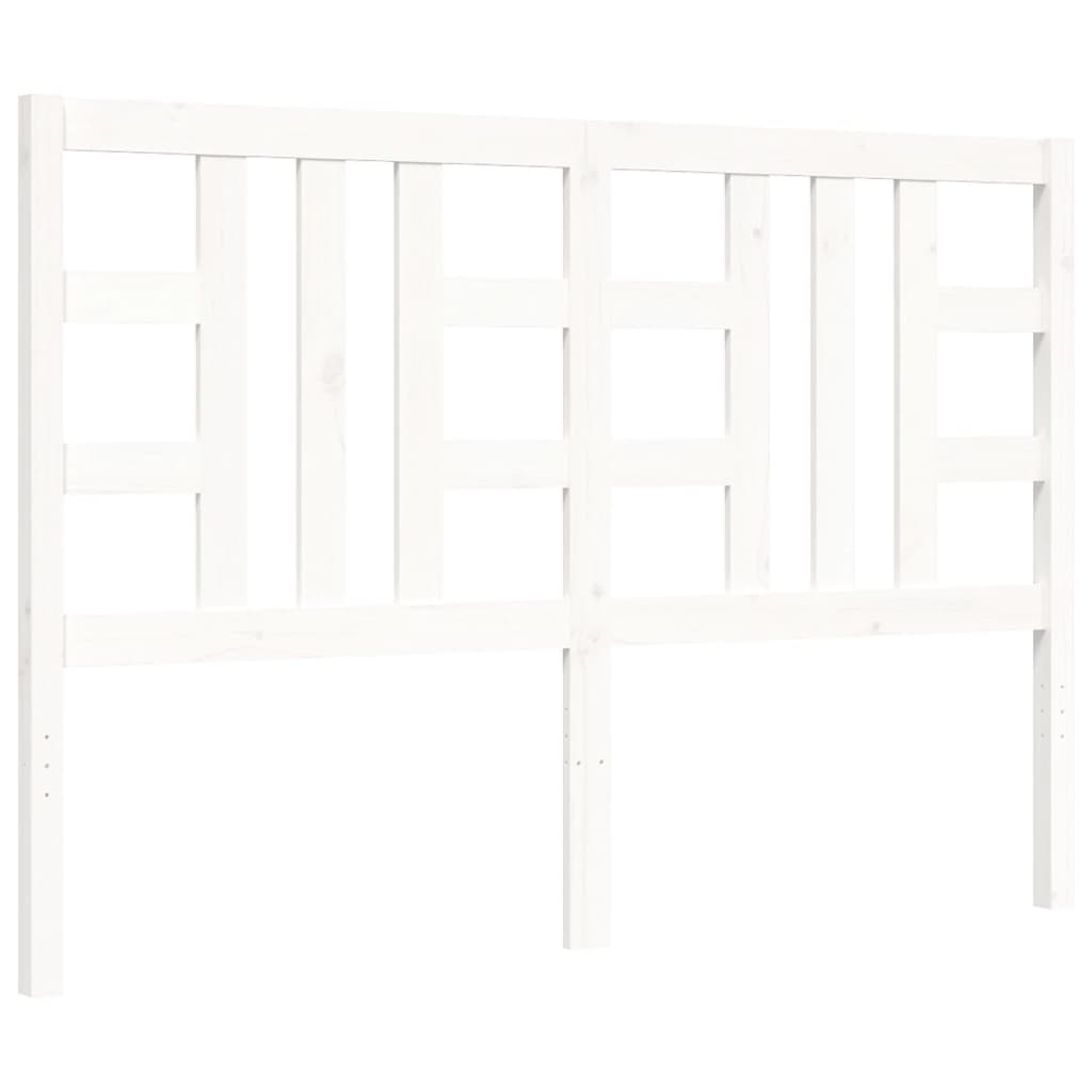 Bed Frame without Mattress White King Size Solid Wood