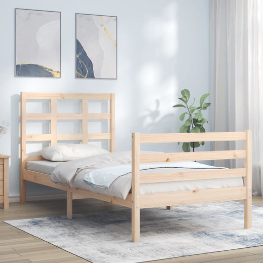 Bed Frame with Headboard Small Single Solid Wood