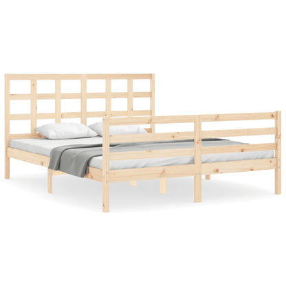 Bed Frame without Mattress King Size Solid Wood