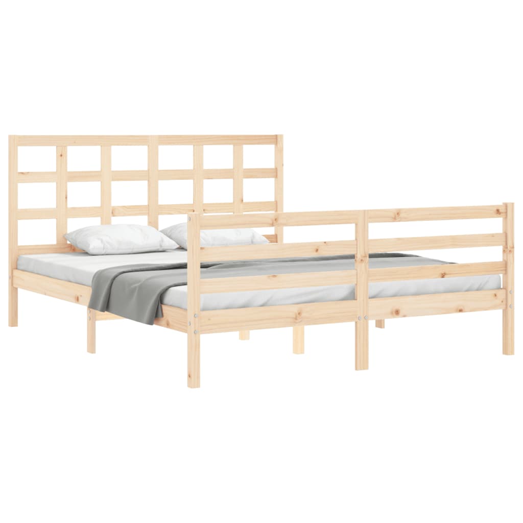 Bed Frame without Mattress King Size Solid Wood