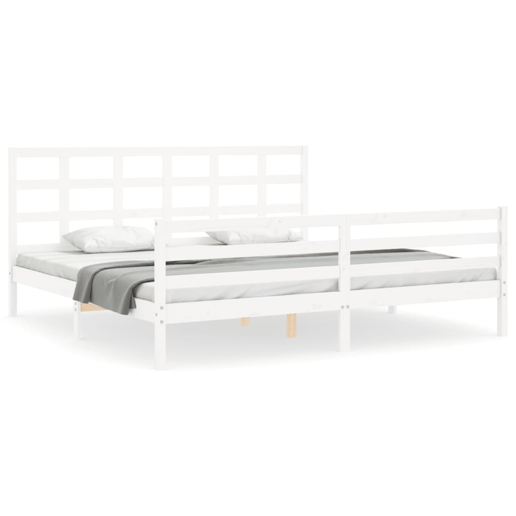 Bed Frame without Mattress White Super King Size Solid Wood