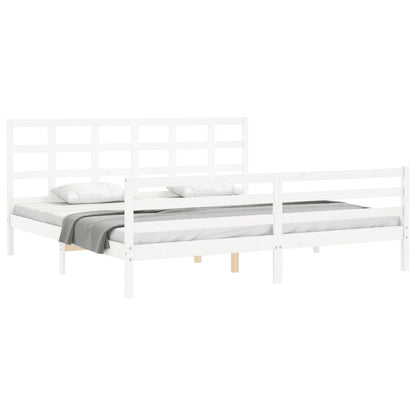 Bed Frame without Mattress White Super King Size Solid Wood