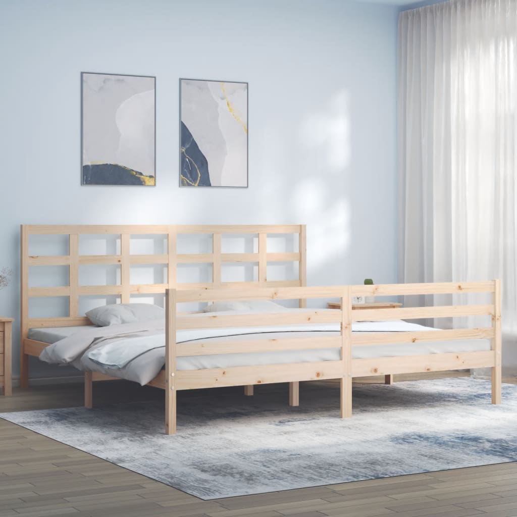 Bed Frame without Mattress White Super King Size Solid Wood