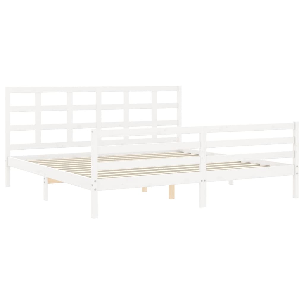 Bed Frame without Mattress White Super King Size Solid Wood