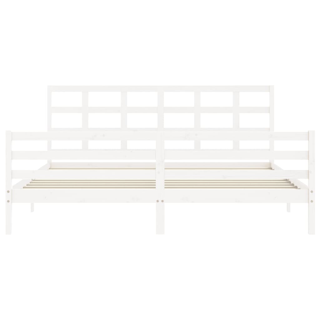 Bed Frame without Mattress White Super King Size Solid Wood