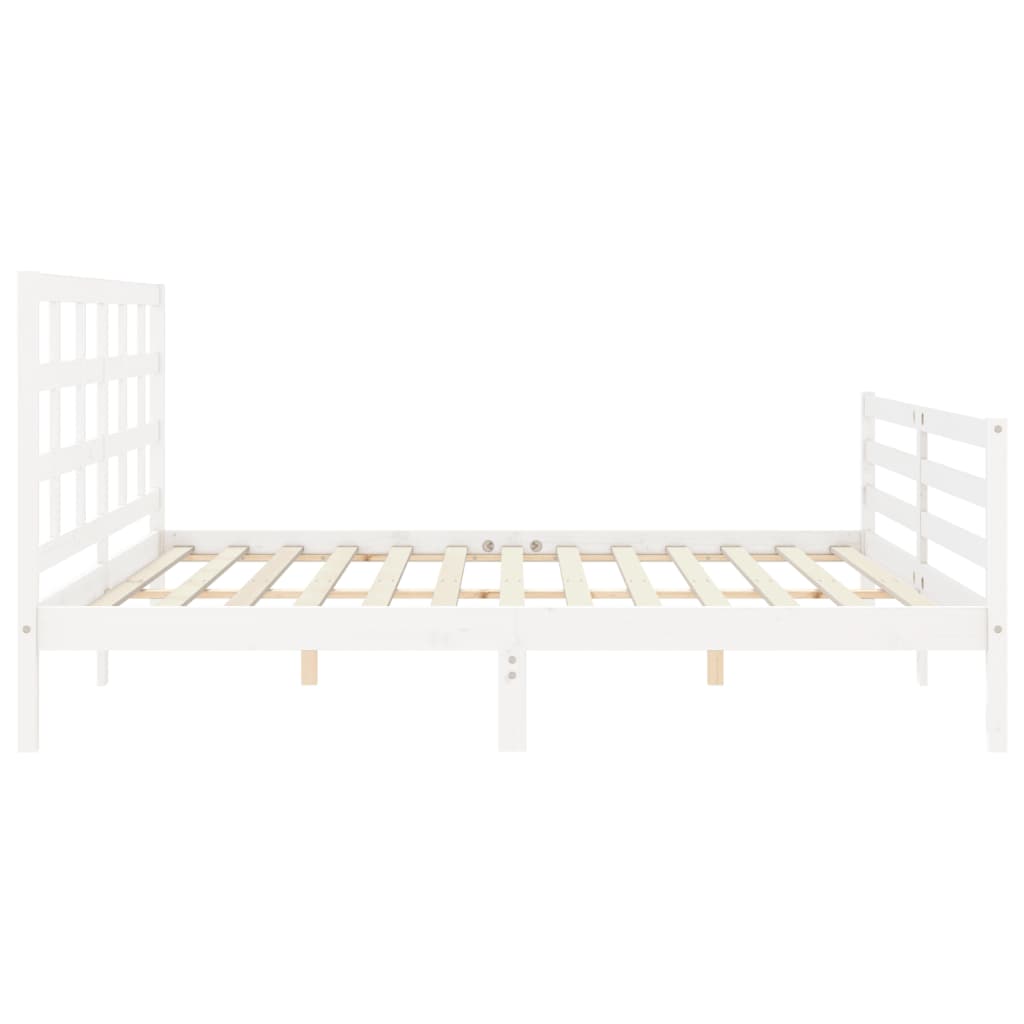 Bed Frame without Mattress White Super King Size Solid Wood