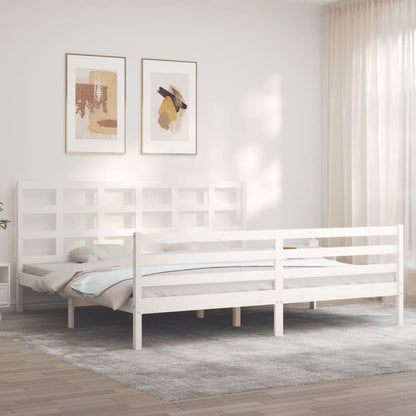 Bed Frame without Mattress White Super King Size Solid Wood