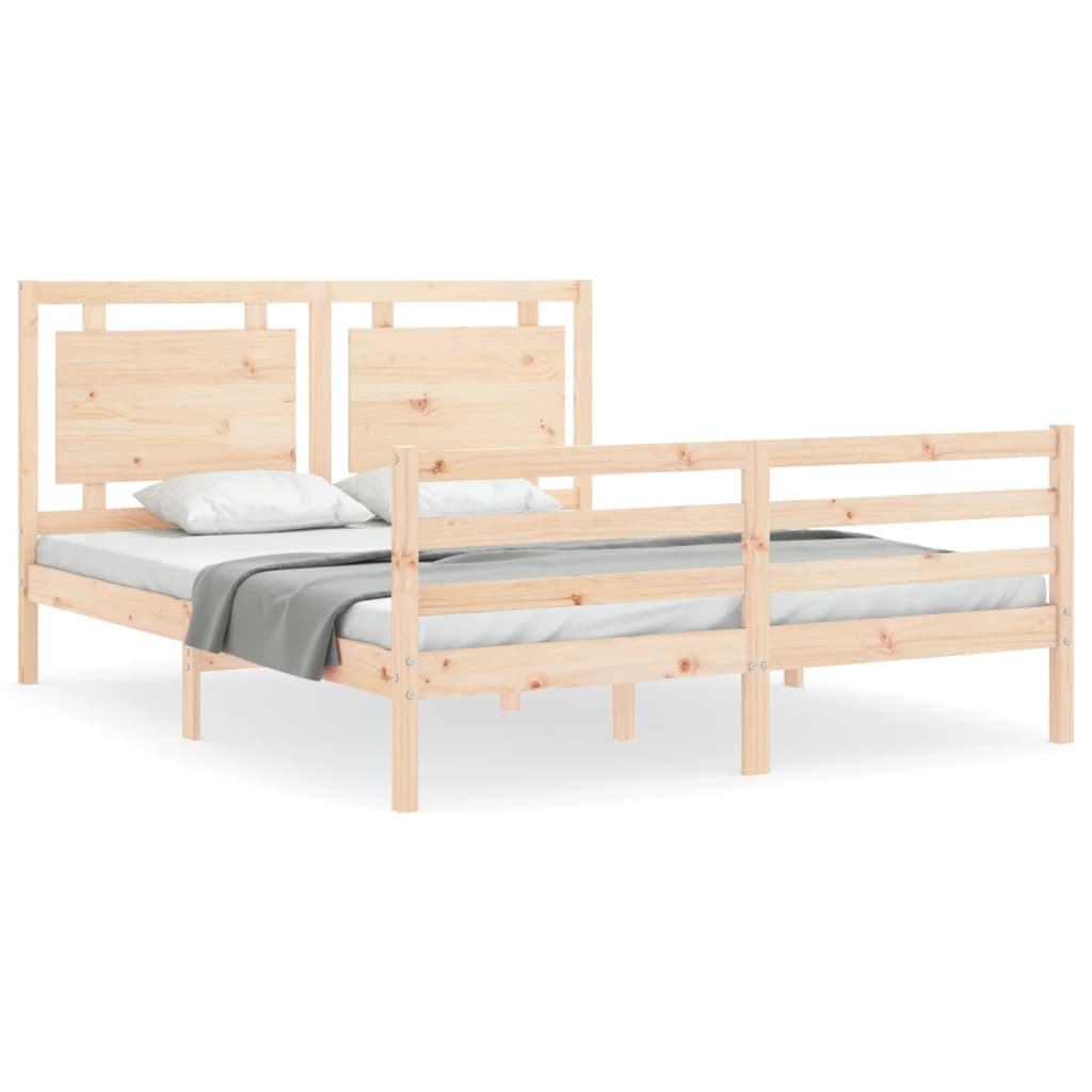 Bed Frame with Headboard King Size Solid Wood