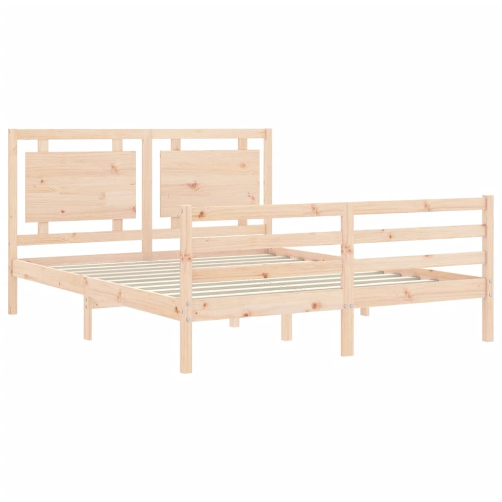 Bed Frame with Headboard King Size Solid Wood