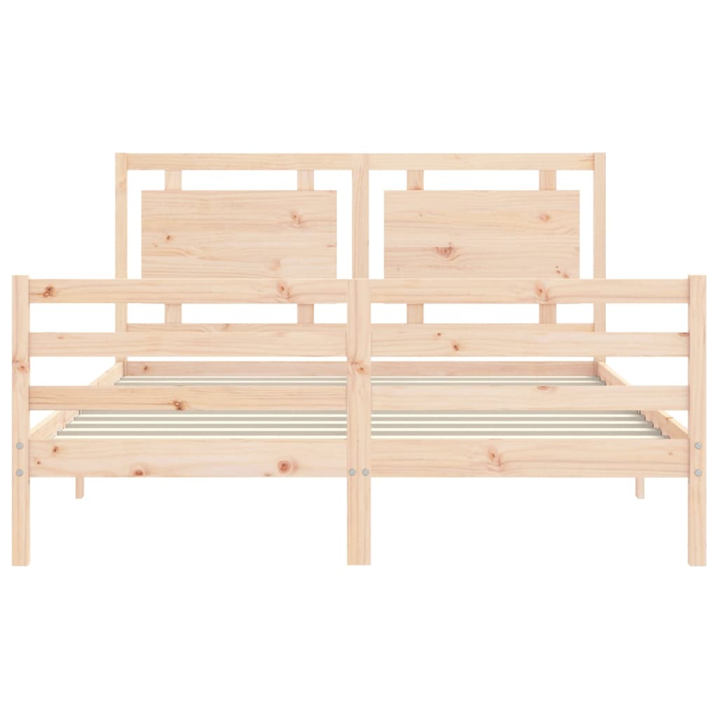 Bed Frame with Headboard King Size Solid Wood