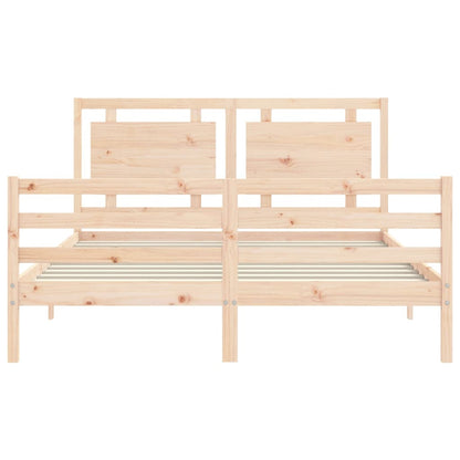 Bed Frame with Headboard King Size Solid Wood