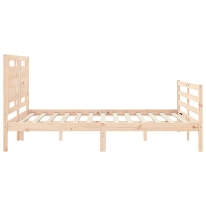 Bed Frame with Headboard King Size Solid Wood