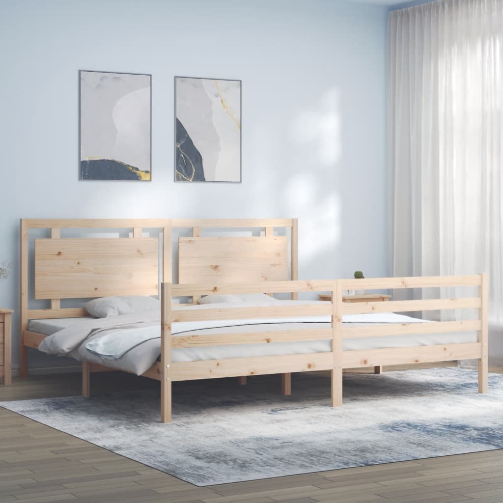 Bed Frame without Mattress Super King Size Solid Wood