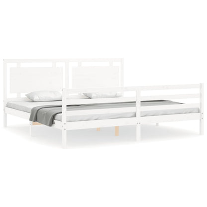 Bed Frame without Mattress White Super King Size Solid Wood