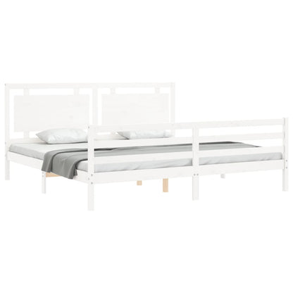 Bed Frame without Mattress White Super King Size Solid Wood